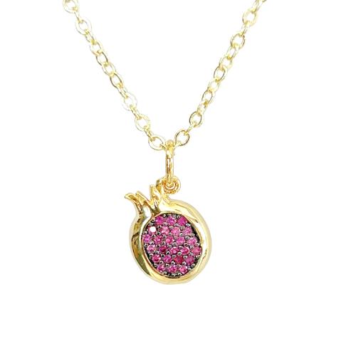 Persephone necklace pomegranate cute fruit CUBIC ZIRCONIA