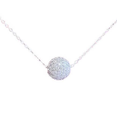 Ethereal silver sun ball necklace micro cubic zirconia