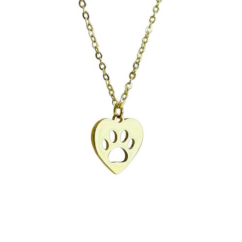 Paw print necklace gold plated DOG or cat heart jewelry