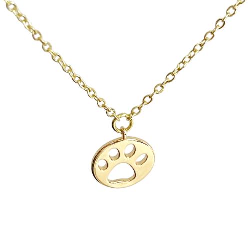 Paw print necklace gold plated dog or cat coin kawaii jewelry