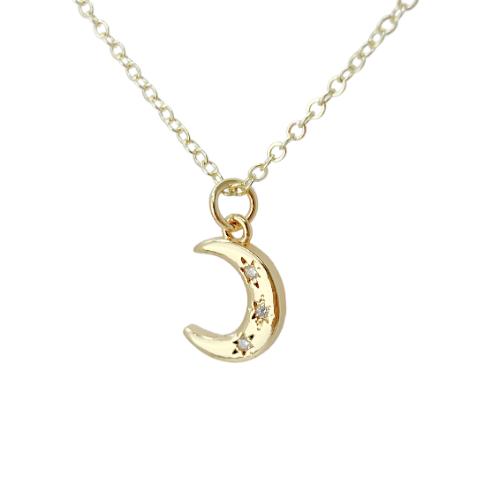 Crescent moon celestial necklace micro cubic zirconia