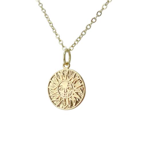 Aztec sun coin sunshine celestial necklace