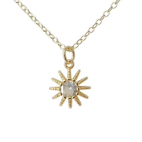 Gold plated sun celestial sunshine necklace cubic zirconia