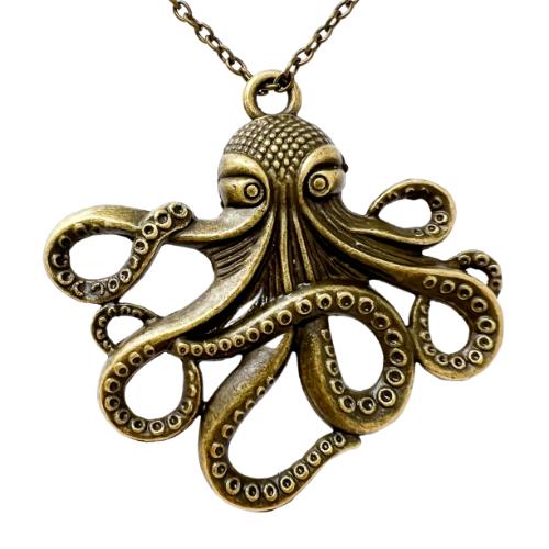 Octopus pendant NECKLACE nautical pendant  bronze