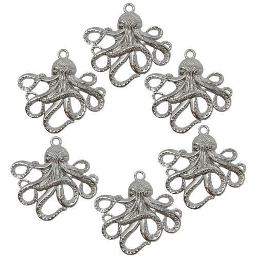 Octopus charms 6pcs DIY art and craft nautical silver