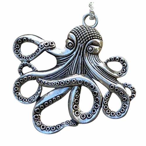 Octopus nautical pendant NECKLACE silver