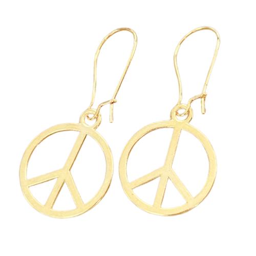 PEACE sign earrings gold hippy