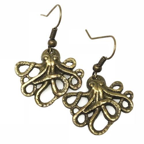 Nautical Octopus earrings bronze