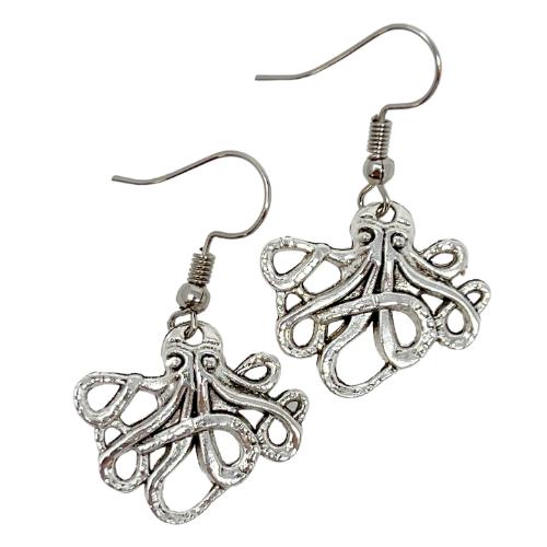 Octopus nautical earrings silver