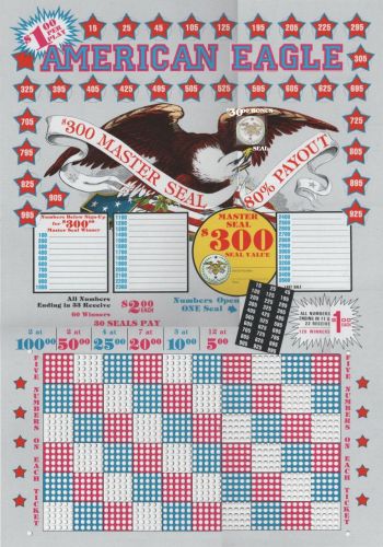 1500 HOLE AMERICAN EAGLE WITH 2 SEALS - $1.00 PER PLAY