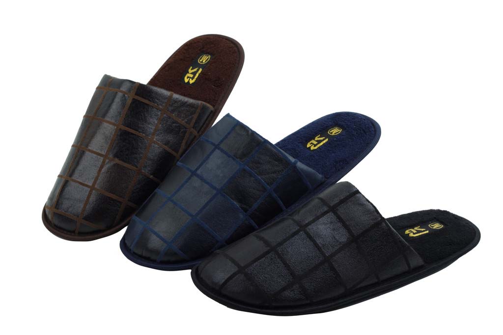 Men's Indoor SLIPPERS with plaid pattern