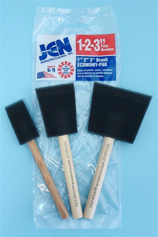 3 Piece Jen Foam Brush Set-Wood HANDLE pk 24