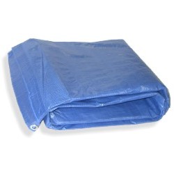 6' x 8' Blue Poly Tarp, Woven Polyethylene & Rope Reinforcement