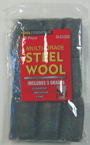 STEEL WOOL ASSORTMENT 9 PIECES 3-EACH FINE/MEDIUM/COARSE CASE  18