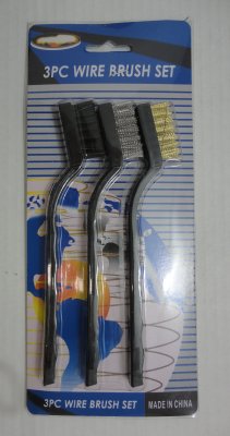 3pc 7'' Mini Wire Brush Set-Black HANDLE