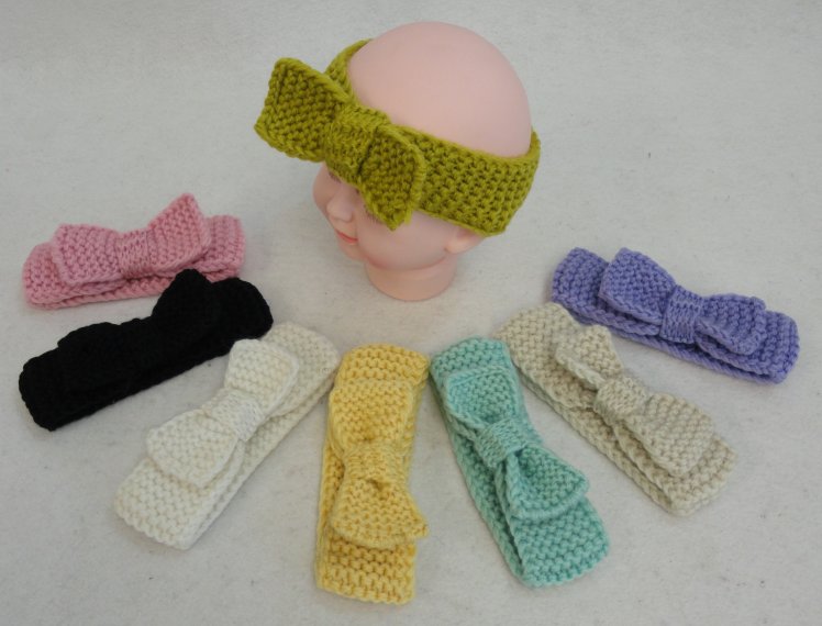 BABY Hand Knitted Ear Band [Bow Loop]