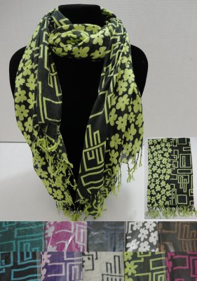 Fashion Scarf-Geometric & Daisies