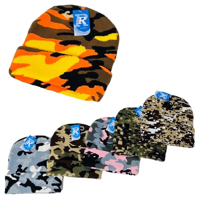 Camo Knitted Cuffed Hat [ADULT Size]