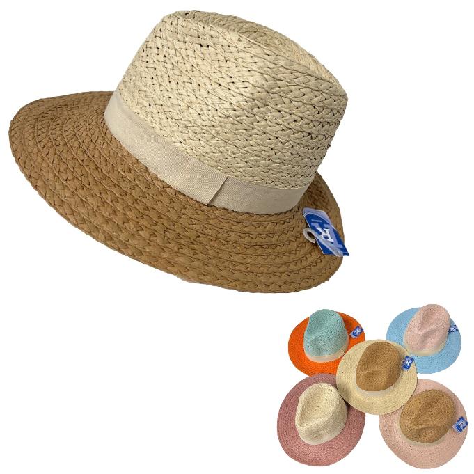 Ladies Casual Summer HAT [Two-Tone Natural/Pastel]