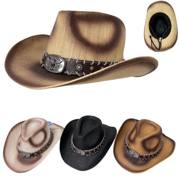 .WESTERN Hat [Steer Badge] Stitched Hat Band