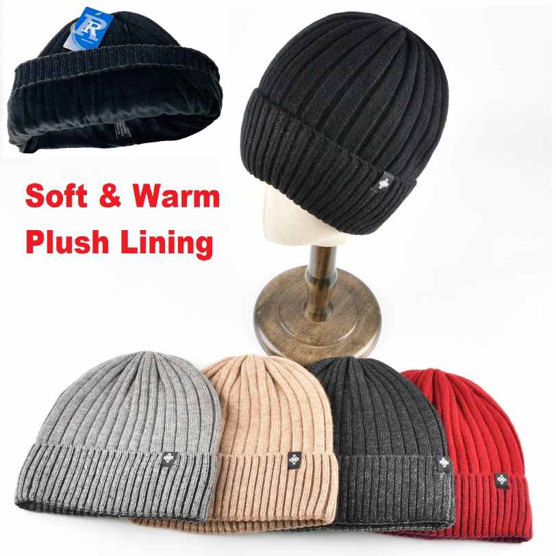 Knitted Super Soft Plush-Lined Cuffed HAT [Ribbed]