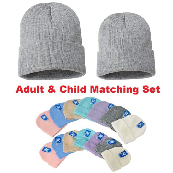 ADULT/Child Set: Knitted Cuffed Hat-Pastels [WN79959-WN82792]