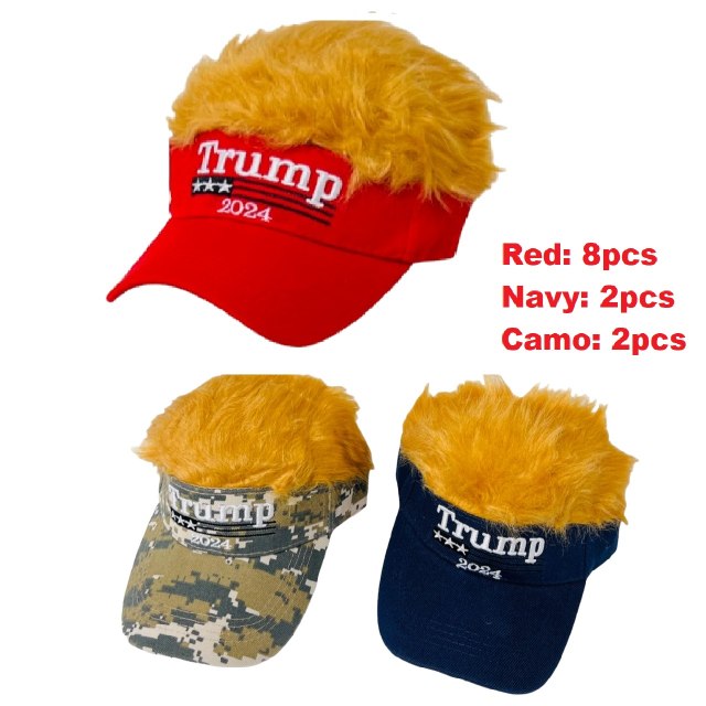 # Trump 2024 Visor with Fake HAIR [Asst Colors]