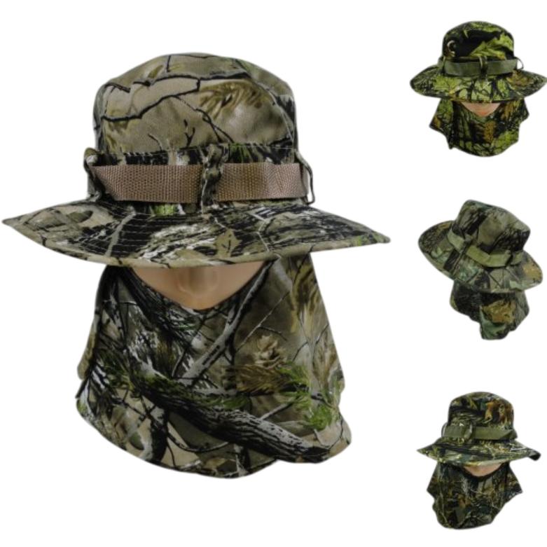 Floppy Boonie Hat  [Hardwood Camo] Snap-Up Face & Neck COVER