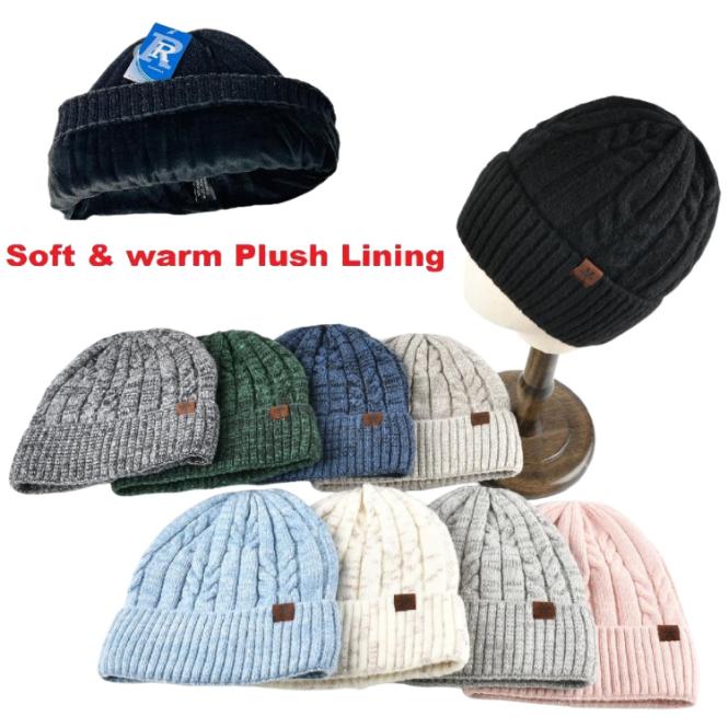 Knitted Super Soft Plush-Lined Cuffed HAT [Cable Knit]