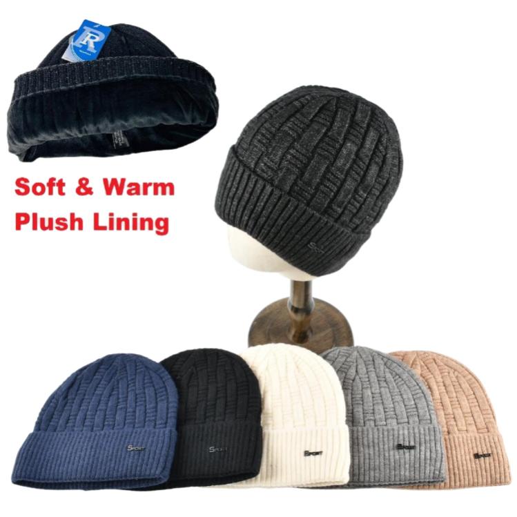 Knitted Super Soft Plush-Lined Cuffed HAT [Basketweave] *Sport