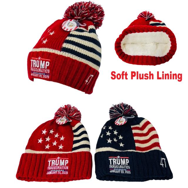 # TRUMP Knit PomPom HAT with Plush Lining [Inauguration]