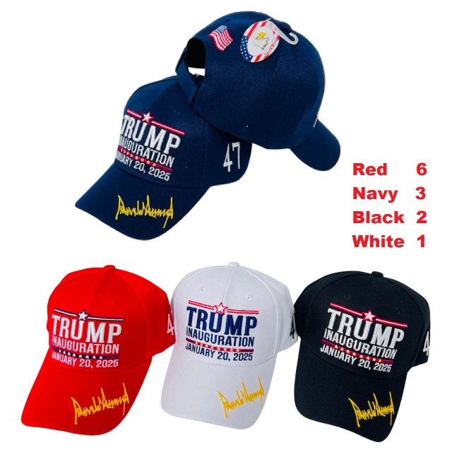 # Trump Hat Inauguration Day with Embroidered 47& FLAG