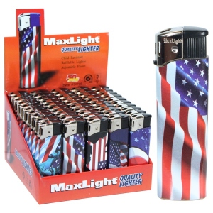 50pc Electronic LIGHTER Display [American Flags]