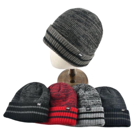 Plush-Lined Knit Toboggan [Variegated TOP/Striped Fold]