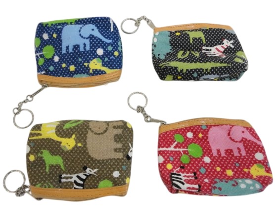 4.5''x3.75'' Zippered Change PURSE [Zoo Animals]