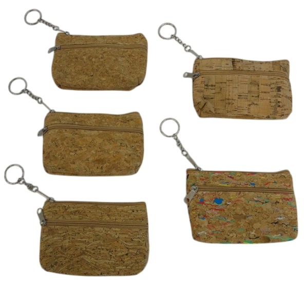 5''x3.25'' Two-Compartment Zippered Change PURSE [Cork]