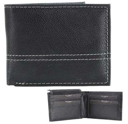 Vegan LEATHER WALLET [Bifold] Stitching [BLK]