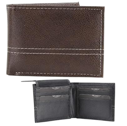 Vegan Leather Wallet [Bifold] Stitching [BRWN]