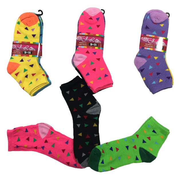 3pr Ladies/Teen Quarter SOCKS 9-11 [Confetti]