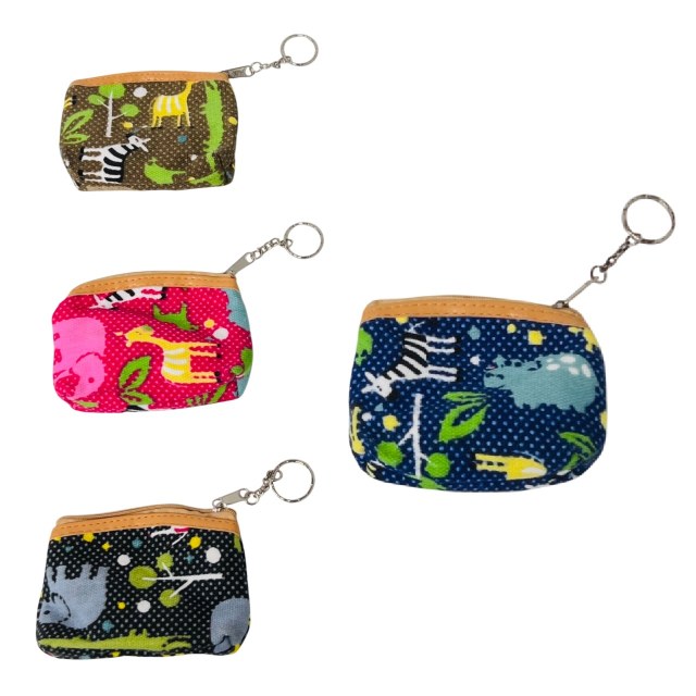 4.5''x3.75'' Zippered Change PURSE [Zoo Animals]