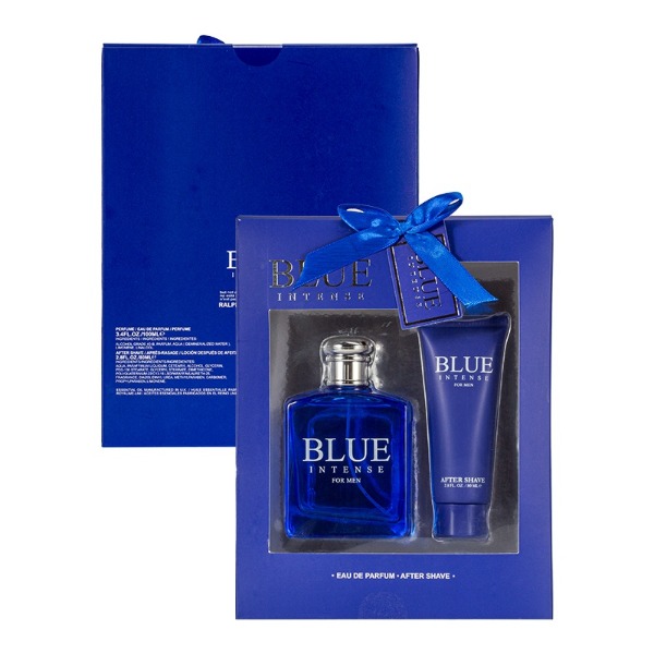 2pc Men's Large GIFT Set [Intense Blue] Eau de Parfum/After Shave