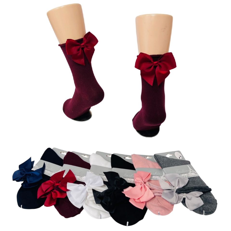 .Ladies Fashion Socks [Rolled TOP with Bow]