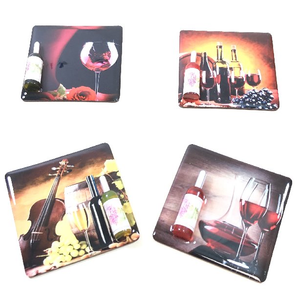 3''x3'' Magnet with 3D Wine Bottle