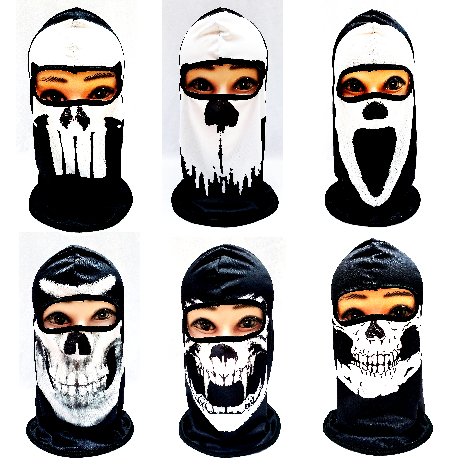 **Ninja Face Mask [Black & White SKULLs]