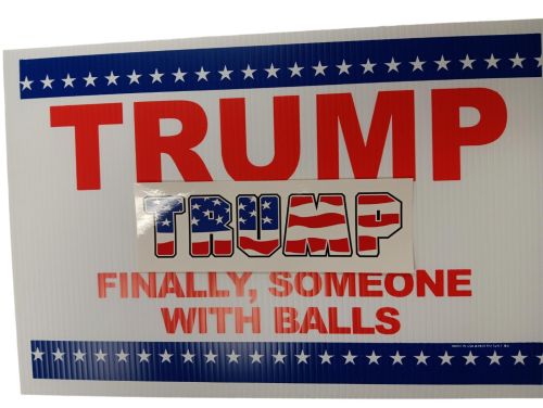 Yard Sign 12 X 18 Trump 2020 Someone With Balls NO TRUMP