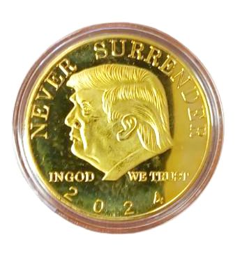 Trump Coin GOLD Plate Collectible Never Surrender