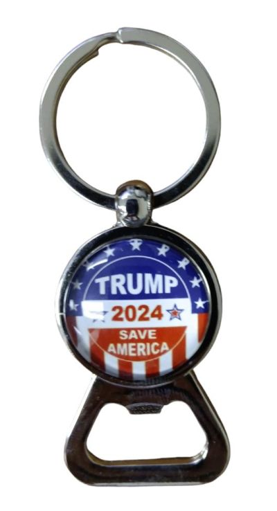 Trump Keychain - Bottle Opener Silver METAL Trump Save America