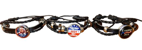 *Trump Black Leather Look Adjustable BRACELET Assorted