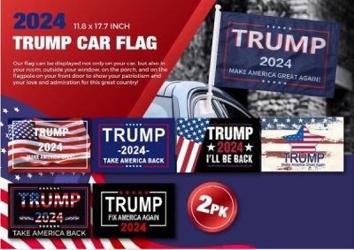 * 2 Pack Assorted Trump Economy Car FLAGs (24 FLAGs)