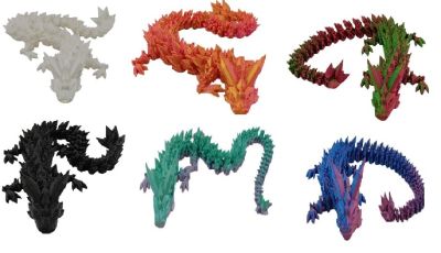 3D Printed Articulated 9'' Crystal DRAGON Assorted Toy Novelty